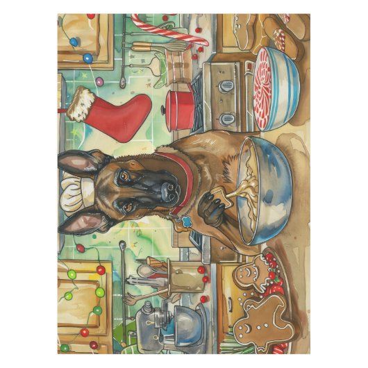 Belgisch Malinoi Holiday Baking: feestelijke kerst Tafelkleed (Voorkant)