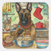 Belgisch Malinoi Holiday Baking: feestelijke kerst Vierkante Sticker (Voorkant)