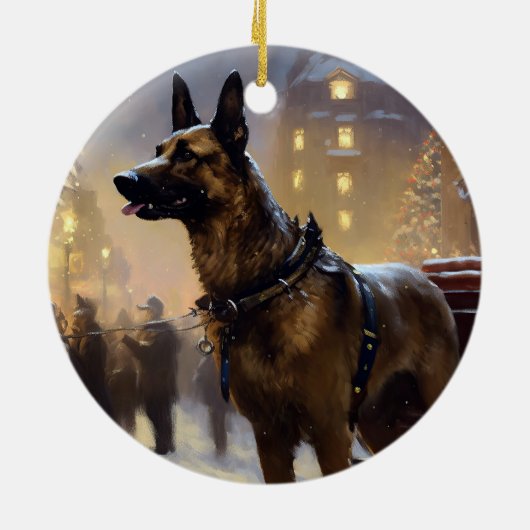 Belgisch Malinoi Kerstfeest Seizoen Keramisch Ornament (Achterkant)