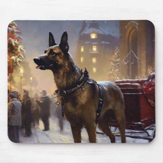 Belgisch Malinoi Kerstfeest Seizoen Muismat (Voorkant)