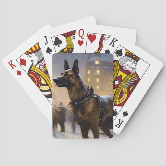Belgisch Malinoi Kerstfeest Seizoen Pokerkaarten (Achterkant)