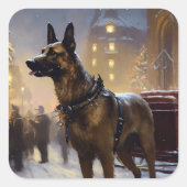 Belgisch Malinoi Kerstfeest Seizoen Vierkante Sticker (Voorkant)