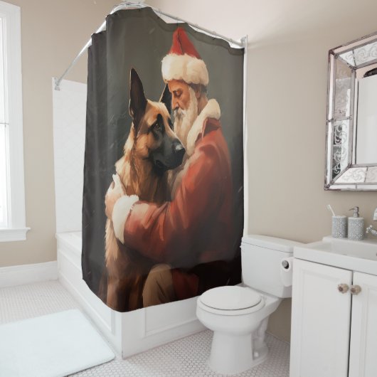 Belgisch Malinoi met Sinterklaas Feestelijke Kerst Douchegordijn (In situ)