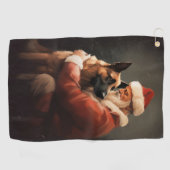 Belgisch Malinoi met Sinterklaas Feestelijke Kerst Golfhanddoek (Horizontaal)