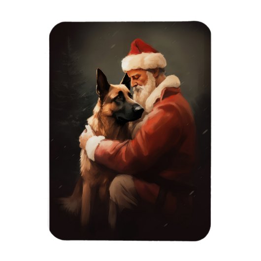 Belgisch Malinoi met Sinterklaas Feestelijke Kerst Magneet (Verticaal)