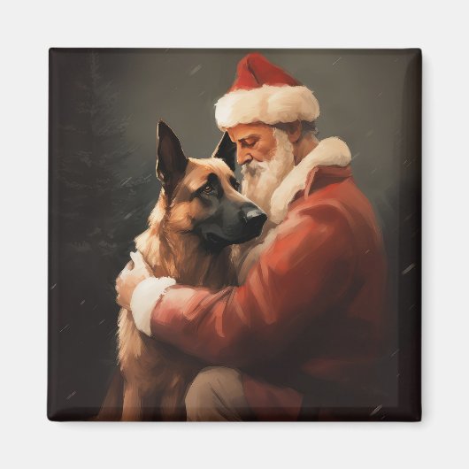 Belgisch Malinoi met Sinterklaas Feestelijke Kerst Magneet (Voorkant)
