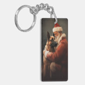 Belgisch Malinoi met Sinterklaas Feestelijke Kerst Sleutelhanger (Voorkant Links)