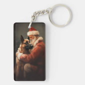 Belgisch Malinoi met Sinterklaas Feestelijke Kerst Sleutelhanger (achterkant)
