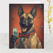 Belgisch Malinoi Nieuwjaar Kaart (Gele Bloem)