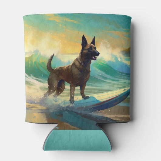 Belgisch Malinoi Strand Surfen Schilderij Blikjeskoeler (Achterkant)