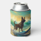 Belgisch Malinoi Strand Surfen Schilderij Blikjeskoeler (Blikje Achterkant)