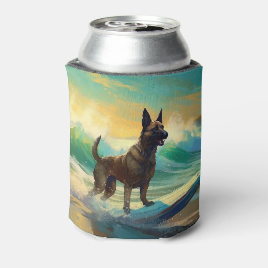 Belgisch Malinoi Strand Surfen Schilderij Blikjeskoeler (Blikje Achterkant)
