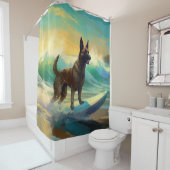 Belgisch Malinoi Strand Surfen Schilderij Douchegordijn (In situ)