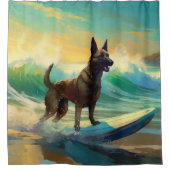 Belgisch Malinoi Strand Surfen Schilderij Douchegordijn (Voorkant)
