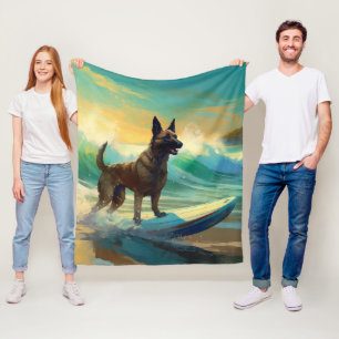 Belgisch Malinoi Strand Surfen Schilderij Fleece Deken