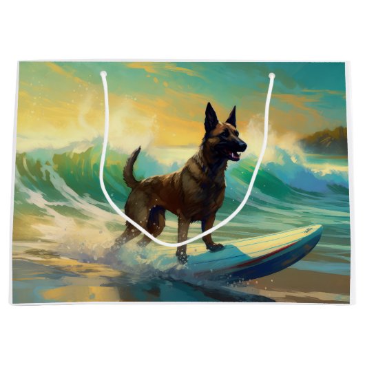 Belgisch Malinoi Strand Surfen Schilderij Groot Cadeauzakje (Voorkant)