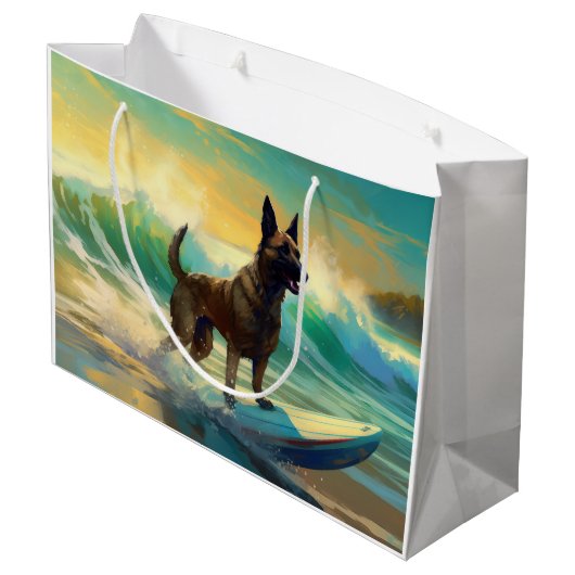 Belgisch Malinoi Strand Surfen Schilderij Groot Cadeauzakje (Achterkant Gekanteld)