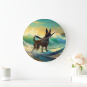 Belgisch Malinoi Strand Surfen Schilderij Grote Klok (Huis)