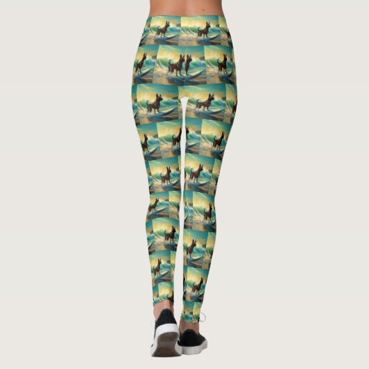 Belgisch Malinoi Strand Surfen Schilderij Leggings (Achterkant)