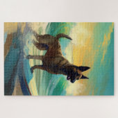 Belgisch Malinoi Strand Surfen Schilderij Legpuzzel (Horizontaal)