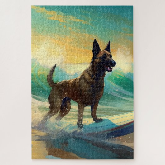Belgisch Malinoi Strand Surfen Schilderij Legpuzzel (Verticaal)