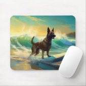 Belgisch Malinoi Strand Surfen Schilderij Muismat (Met muis)