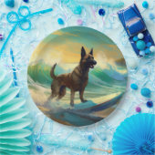 Belgisch Malinoi Strand Surfen Schilderij Papieren Bordje (Feest)