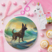 Belgisch Malinoi Strand Surfen Schilderij Papieren Bordje (Feest)