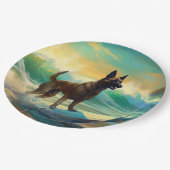 Belgisch Malinoi Strand Surfen Schilderij Papieren Bordje (Gekanteld)