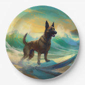 Belgisch Malinoi Strand Surfen Schilderij Papieren Bordje (Voorkant)