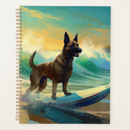 Belgisch Malinoi Strand Surfen Schilderij Planner (Voorkant)