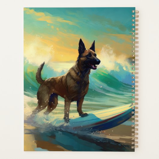 Belgisch Malinoi Strand Surfen Schilderij Planner (Achterkant)