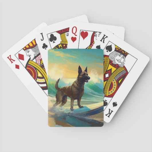 Belgisch Malinoi Strand Surfen Schilderij Pokerkaarten (Achterkant)