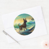 Belgisch Malinoi Strand Surfen Schilderij Ronde Sticker (Envelop)