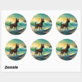 Belgisch Malinoi Strand Surfen Schilderij Ronde Sticker (Vel)
