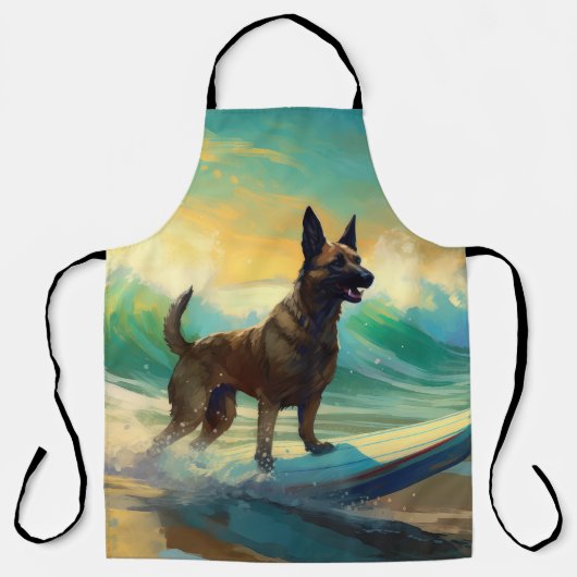 Belgisch Malinoi Strand Surfen Schilderij Schort (Voorkant)