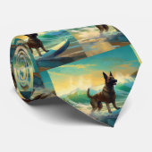 Belgisch Malinoi Strand Surfen Schilderij Stropdas (Opgerold)