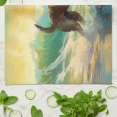 Belgisch Malinoi Strand Surfen Schilderij Theedoek (Gevouwen)