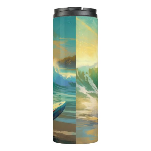 Belgisch Malinoi Strand Surfen Schilderij Thermosbeker (Achterkant)