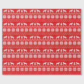 Belgisch Malinois Dog Silhouettes kerstpatroon Cadeaupapier (Vlak)