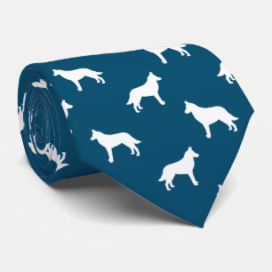 Belgisch Malinois Dog Silhouettes Pattern Blue Stropdas