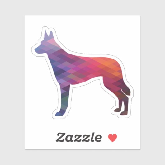 Belgisch Malinois Geometric Pattern Silhouette Pur Sticker (Vel)