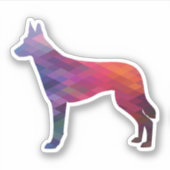 Belgisch Malinois Geometric Pattern Silhouette Pur Sticker (Voorkant)