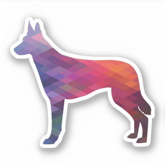 Belgisch Malinois Geometric Pattern Silhouette Pur Sticker (Voorkant)