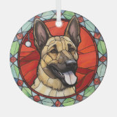Belgisch Malinois Glas in lood Kerst Glas Ornament (Voorkant)
