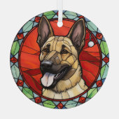 Belgisch Malinois Glas in lood Kerst Glas Ornament (Achterkant)