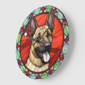 Belgisch Malinois Glas in lood Kerst Grote Klok (Hoek)