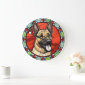 Belgisch Malinois Glas in lood Kerst Grote Klok (Huis)