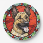 Belgisch Malinois Glas in lood Kerst Papieren Bordje (Voorkant)