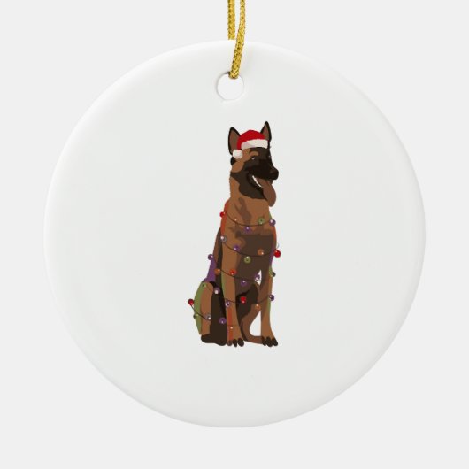 Belgisch Malinois Hondenliefhebber voor kerstverli Keramisch Ornament (Voorkant)